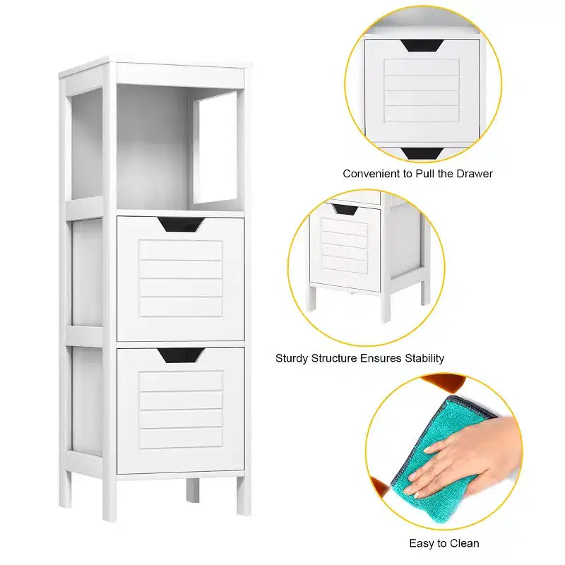 Meuble de salle de bain Costway en bois, placard au sol, étagère de rangement multifonctionnelle, organisateur de chambre à coucher