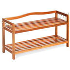 Meuble à Chaussures à 2 Niveaux en Bois Costway Organisateur de Rangement pour Chaussures Robuste et Autonome