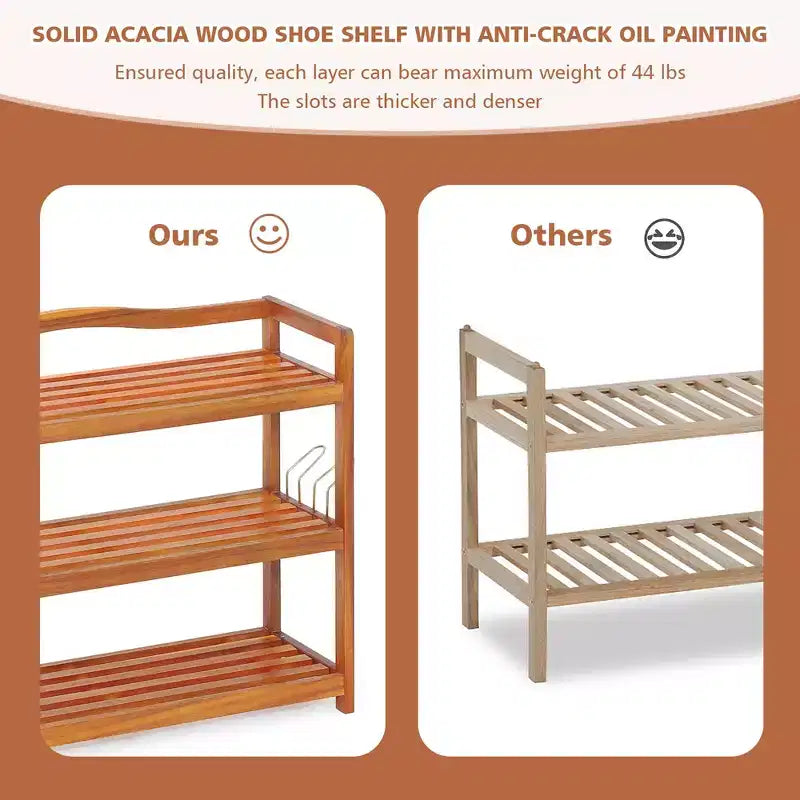 Meuble à Chaussures à 2 Niveaux en Bois Costway Organisateur de Rangement pour Chaussures Robuste et Autonome