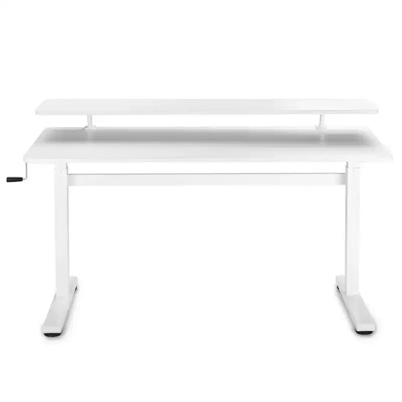 Tranzendesk Bureau Debout avec Étagère à Fixation par Pince - Poste de Travail 55 Assis-Debout avec Support Moniteur 55 - Blanc - Stand Steady