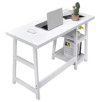 Costway Bureau Informatique à Tréteaux Poste de Travail Domicile/Bureau avec Étagères Amovibles Bleu Vintage/Blanc