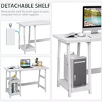 Costway Bureau Informatique à Tréteaux Poste de Travail Domicile/Bureau avec Étagères Amovibles Bleu Vintage/Blanc