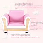 Costway Canapé pour enfants avec accoudoirs, pouf, cadeau d'anniversaire pour tout-petits, rose