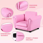 Costway Canapé pour enfants avec accoudoirs, pouf, cadeau d'anniversaire pour tout-petits, rose