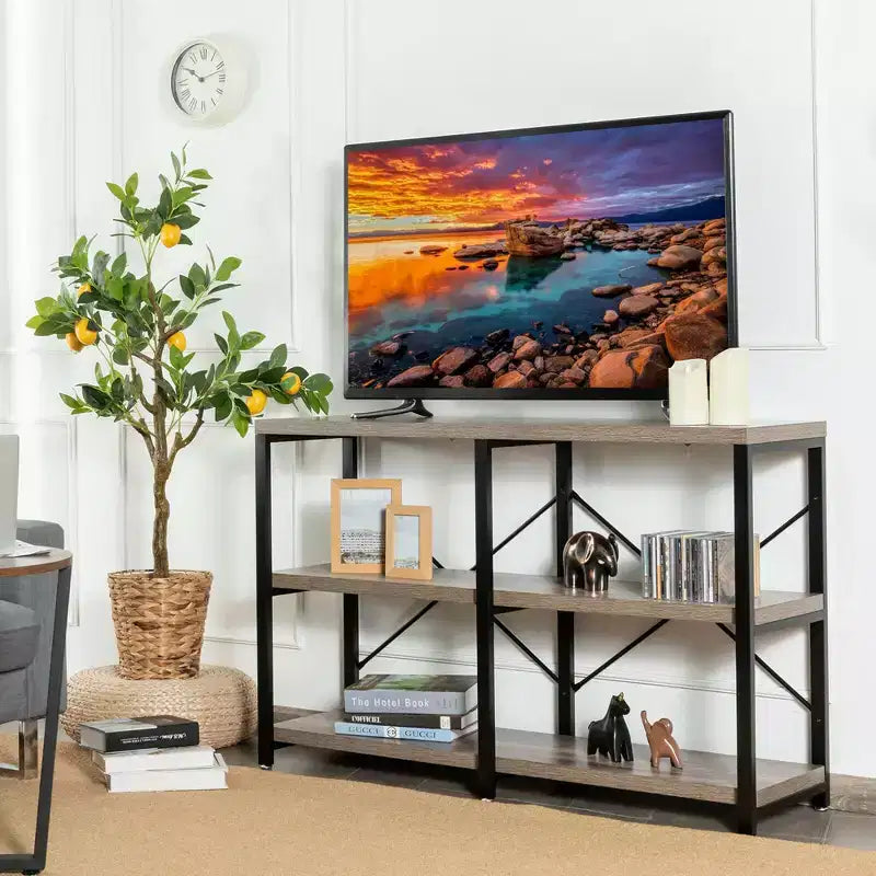 Costway Table console 47'' à 3 niveaux style industriel avec cadre en métal