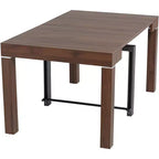 Table à manger rectangulaire en bois de noyer moderne vieilli Warhol 55 Downing Street 150,5 cm x 90,2 cm Marron avec 2 rallonges pour salon salle à manger