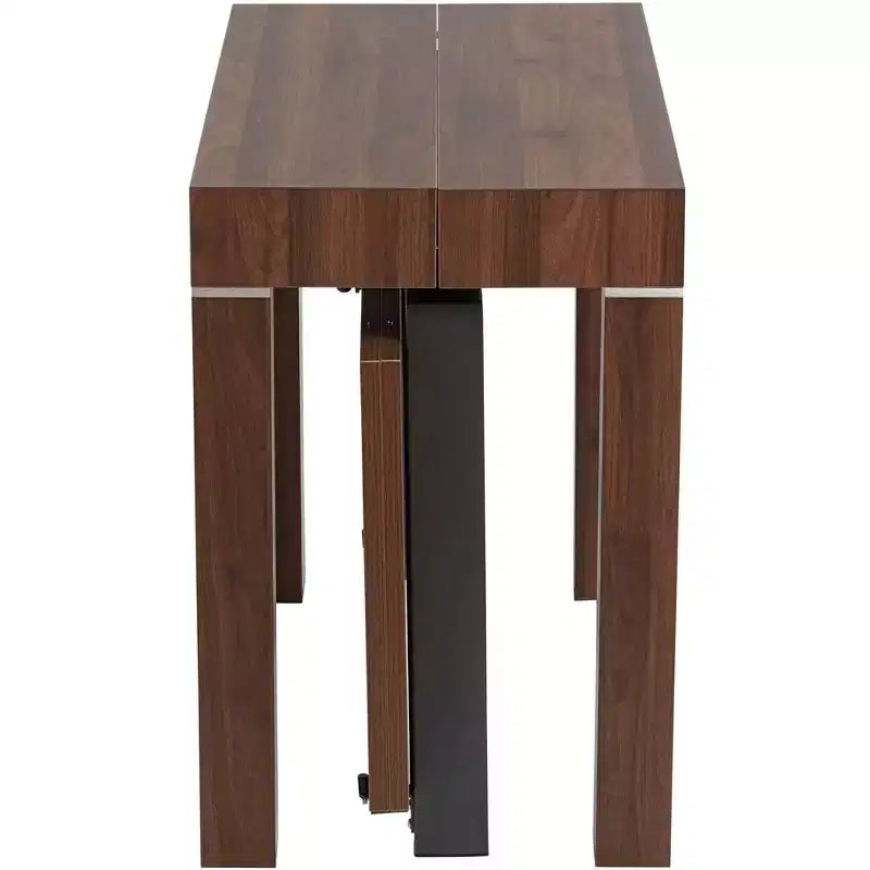 Table à manger rectangulaire en bois de noyer moderne vieilli Warhol 55 Downing Street 150,5 cm x 90,2 cm Marron avec 2 rallonges pour salon salle à manger