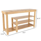Banc de rangement à chaussures et bottes en bambou à 3 niveaux Hastings Home avec assise - Bois naturel