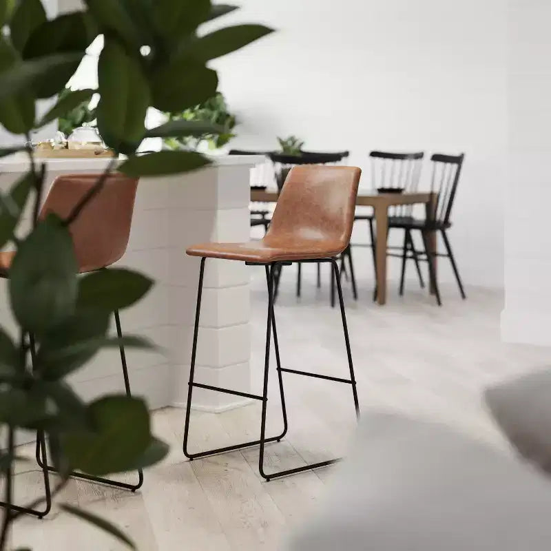 Tabourets de bar Merrick Lane de 76 cm de hauteur avec siège baquet en similicuir, lot de 2