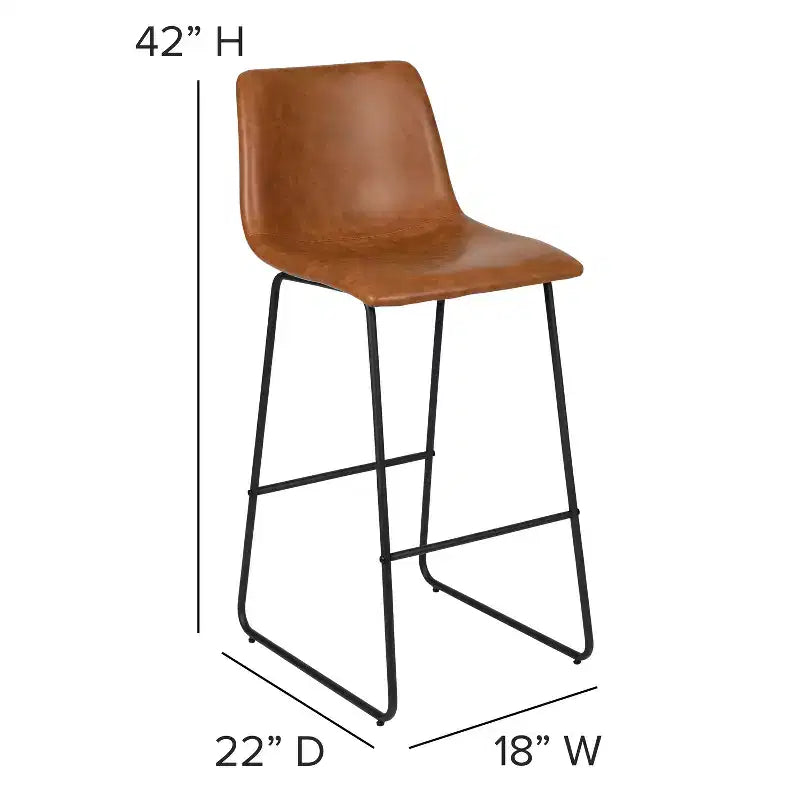 Tabourets de bar Merrick Lane de 76 cm de hauteur avec siège baquet en similicuir, lot de 2
