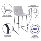 Tabourets de bar Merrick Lane de 76 cm de hauteur avec siège baquet en similicuir, lot de 2