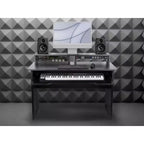 Station de travail de studio Monoprice avec deux baies de rack 3U et un plateau pour clavier de 66 touches, pour studio à domicile moderne - Série Stage Right