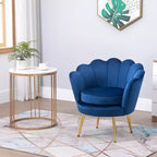 Fauteuil d'appoint élégant en velours HOMCOM/Fauteuil club de loisirs avec pieds en métal doré pour salon, bleu