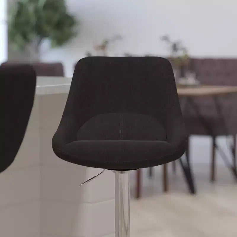 Tabouret de bar contemporain Merrick Lane, hauteur réglable, avec coussin de soutien et piètement en métal avec repose-pieds