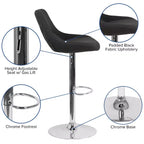 Tabouret de bar contemporain Merrick Lane, hauteur réglable, avec coussin de soutien et piètement en métal avec repose-pieds