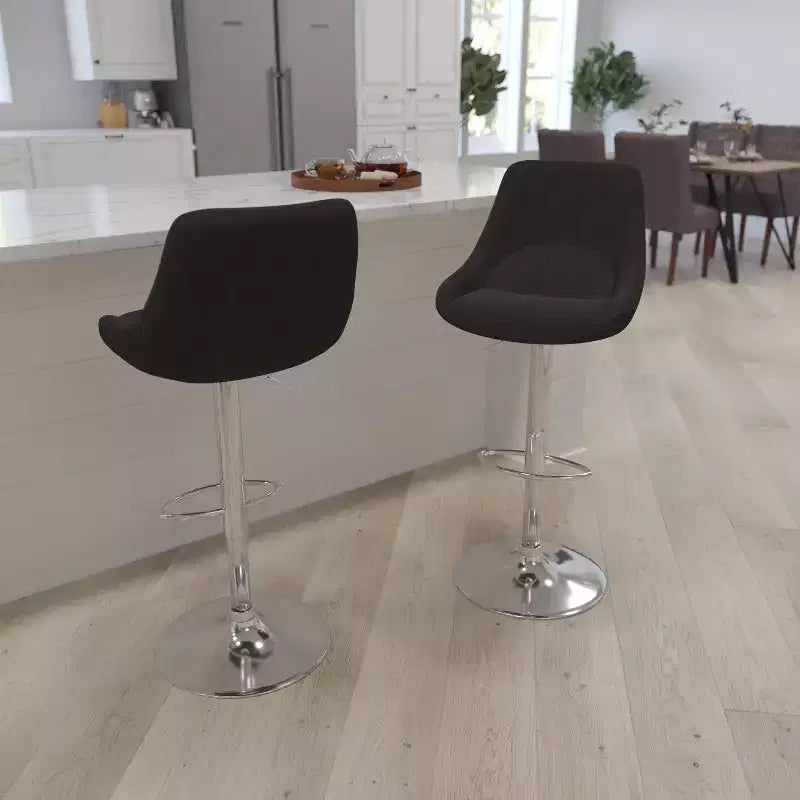 Tabouret de bar contemporain Merrick Lane, hauteur réglable, avec coussin de soutien et piètement en métal avec repose-pieds