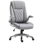 Vinsetto High Back 360 Swivel Ergonomic Home Office Chair with Flip Up Arms, Faux Leather Computer Desk Rocking Chair, Grey