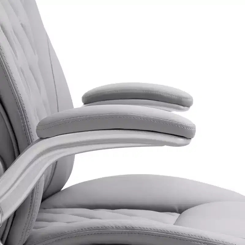 Chaise de bureau ergonomique Vinsetto à dossier haut et pivotante à 360° avec accoudoirs relevables, fauteuil de bureau en similicuir, gris