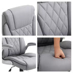 Chaise de bureau ergonomique Vinsetto à dossier haut et pivotante à 360° avec accoudoirs relevables, fauteuil de bureau en similicuir, gris