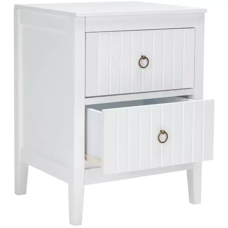 Table de chevet 2 tiroirs Tegan - NST5004 - Blanc - Safavieh