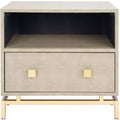 Meilana 1 Self 1 Drawer Nightstand - NST6403 - Light Taupe/Brass - Safavieh