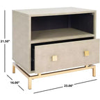 Meilana 1 Table de chevet à 1 tiroir - NST6403 - Taupe clair/Laiton - Safavieh