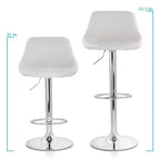 Tabouret de bar Elama 2 pièces en similicuir avec surpiqûres losanges, noir, avec base chromée et hauteur réglable