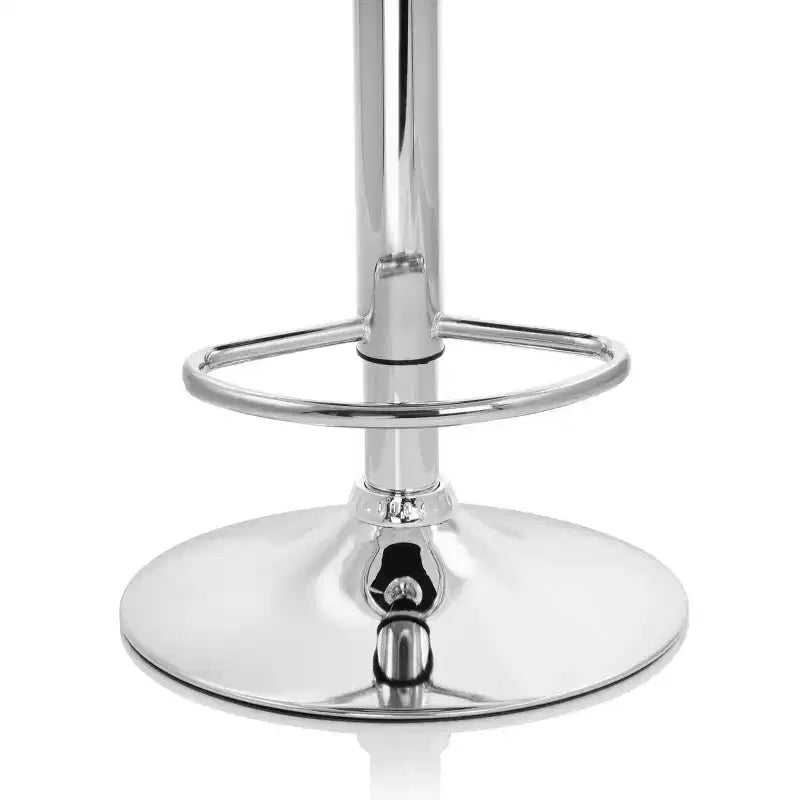 Tabouret de bar Elama 2 pièces en similicuir avec surpiqûres losanges, noir, avec base chromée et hauteur réglable