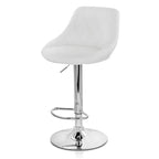 Tabouret de bar Elama 2 pièces en similicuir avec surpiqûres losanges, noir, avec base chromée et hauteur réglable