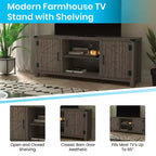Meuble TV Merrick Lane style porte de grange 150 cm pour téléviseur jusqu'à 65 po
