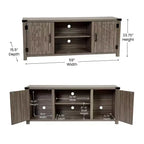 Meuble TV Merrick Lane style porte de grange 150 cm pour téléviseur jusqu'à 65 po