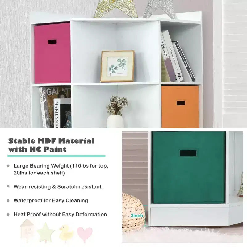 Costway Étagère de rangement 3 niveaux pour enfants avec 3 paniers Organisateur d'angle Blanc
