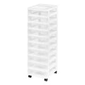 IRIS USA Craft Plastic Organizers and Storage, Rolling Storage Cart for Classroom Supplies, White/Clear