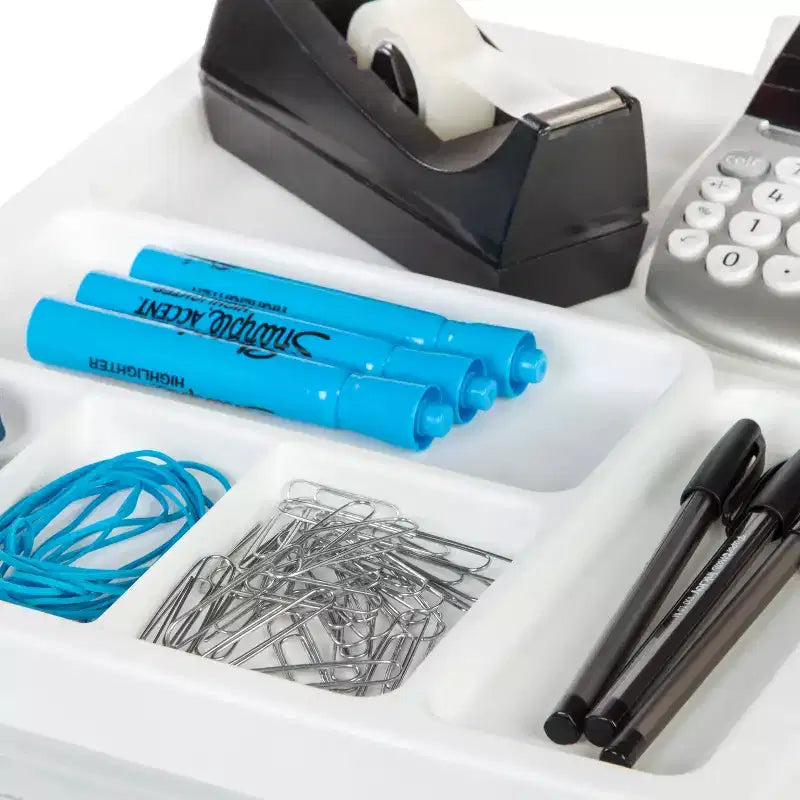 IRIS USA Organisateurs et rangement en plastique pour loisirs créatifs, Chariot de rangement roulant pour fournitures de classe, Blanc/Transparent