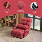 Fauteuil de sol pliable Costway avec dossier réglable sur 6 positions et oreiller lombaire rouge/gris