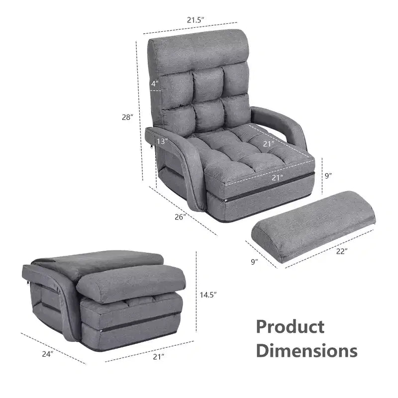 Fauteuil de sol pliable Costway avec dossier réglable sur 6 positions et oreiller lombaire rouge/gris