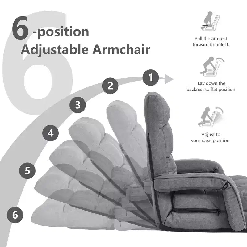 Fauteuil de sol pliable Costway avec dossier réglable sur 6 positions et oreiller lombaire rouge/gris