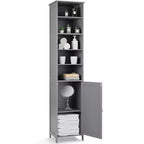 Costway Meuble Colonne Haute de Salle de Bain 183 cm Meuble de Rangement Étagère Présentoir Gris/Blanc