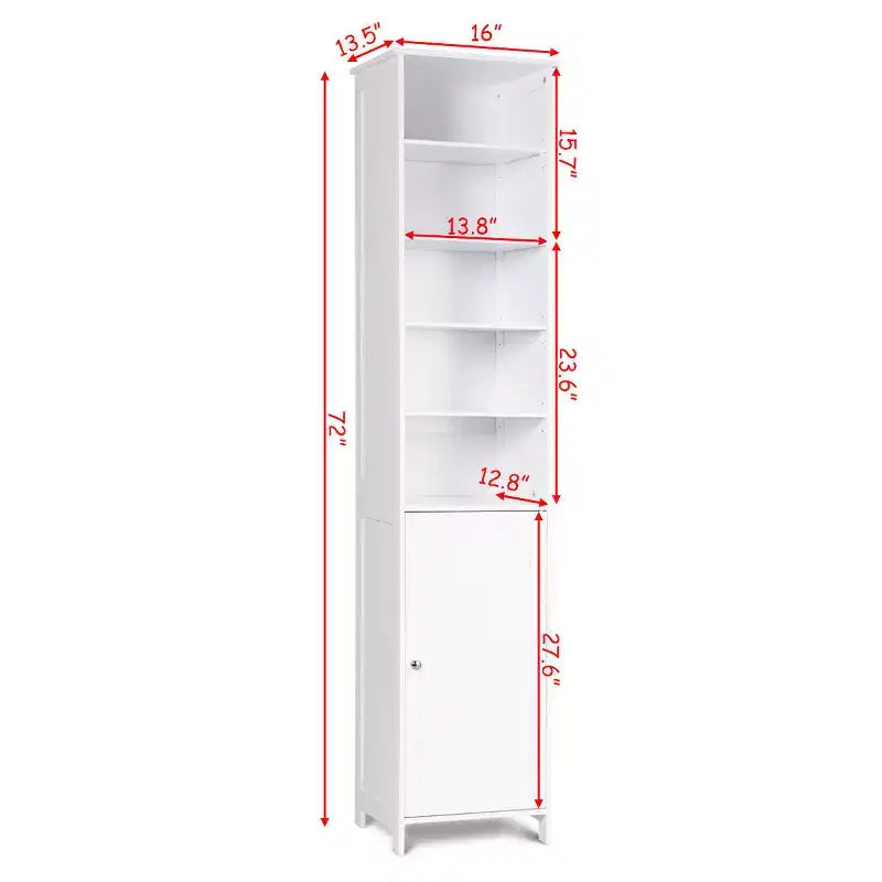 Costway Meuble Colonne Haute de Salle de Bain 183 cm Meuble de Rangement Étagère Présentoir Gris/Blanc