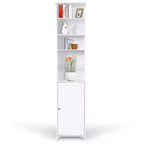 Costway Meuble Colonne Haute de Salle de Bain 183 cm Meuble de Rangement Étagère Présentoir Gris/Blanc