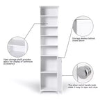 Costway Meuble Colonne Haute de Salle de Bain 183 cm Meuble de Rangement Étagère Présentoir Gris/Blanc