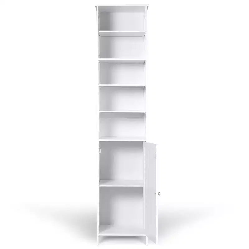 Costway Meuble Colonne Haute de Salle de Bain 183 cm Meuble de Rangement Étagère Présentoir Gris/Blanc