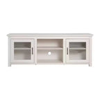 Meuble TV Emma et Oliver pour téléviseurs jusqu'à 80 pouces - Console média 65 pouces avec portes vitrées classiques et 3 étagères réglables