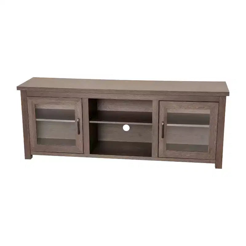 Meuble TV Emma et Oliver pour téléviseurs jusqu'à 80 pouces - Console média 65 pouces avec portes vitrées classiques et 3 étagères réglables