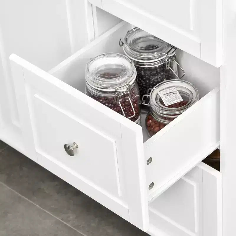 HOMCOM Desserte de cuisine mobile avec plateau rabattable, porte-serviettes/épices, 3 tiroirs et placard à 2 portes