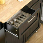 HOMCOM Desserte de cuisine roulante moderne de 104 cm avec plan de travail en bois d'hévéa et tiroirs