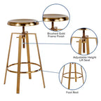 Tabouret de bar style industriel Merrick Lane avec siège pivotant réglable en hauteur