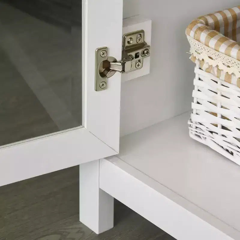 HOMCOM Armoire de rangement bibliothèque 180 cm avec étagères réglables et portes en verre pour bureau, cuisine, salon