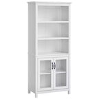 HOMCOM Armoire de rangement bibliothèque 180 cm avec étagères réglables et portes en verre pour bureau, cuisine, salon