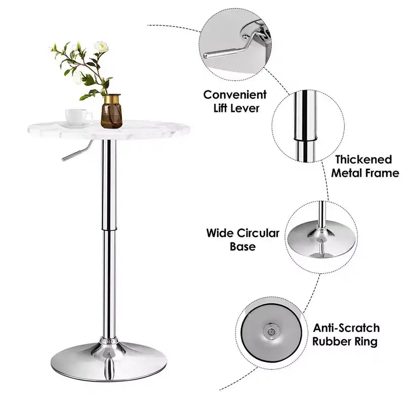 Table de bistrot ronde Costway, hauteur réglable, pivotante à 360 degrés